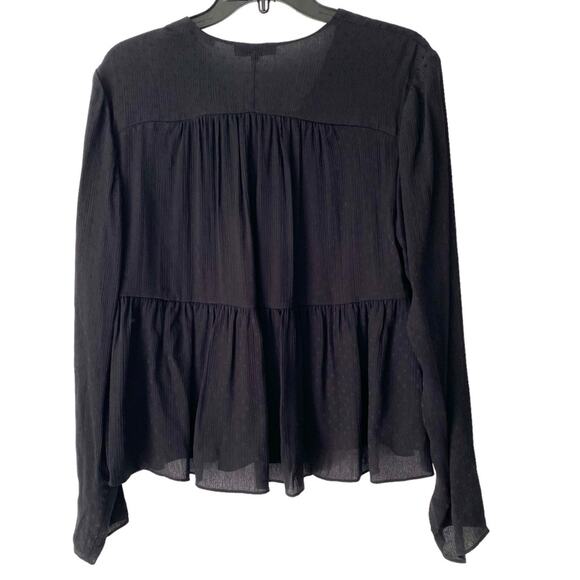 Vince Silk Dot Black Jacquard Ruched Panel Button Down Blouse size medium - Picture 8 of 10